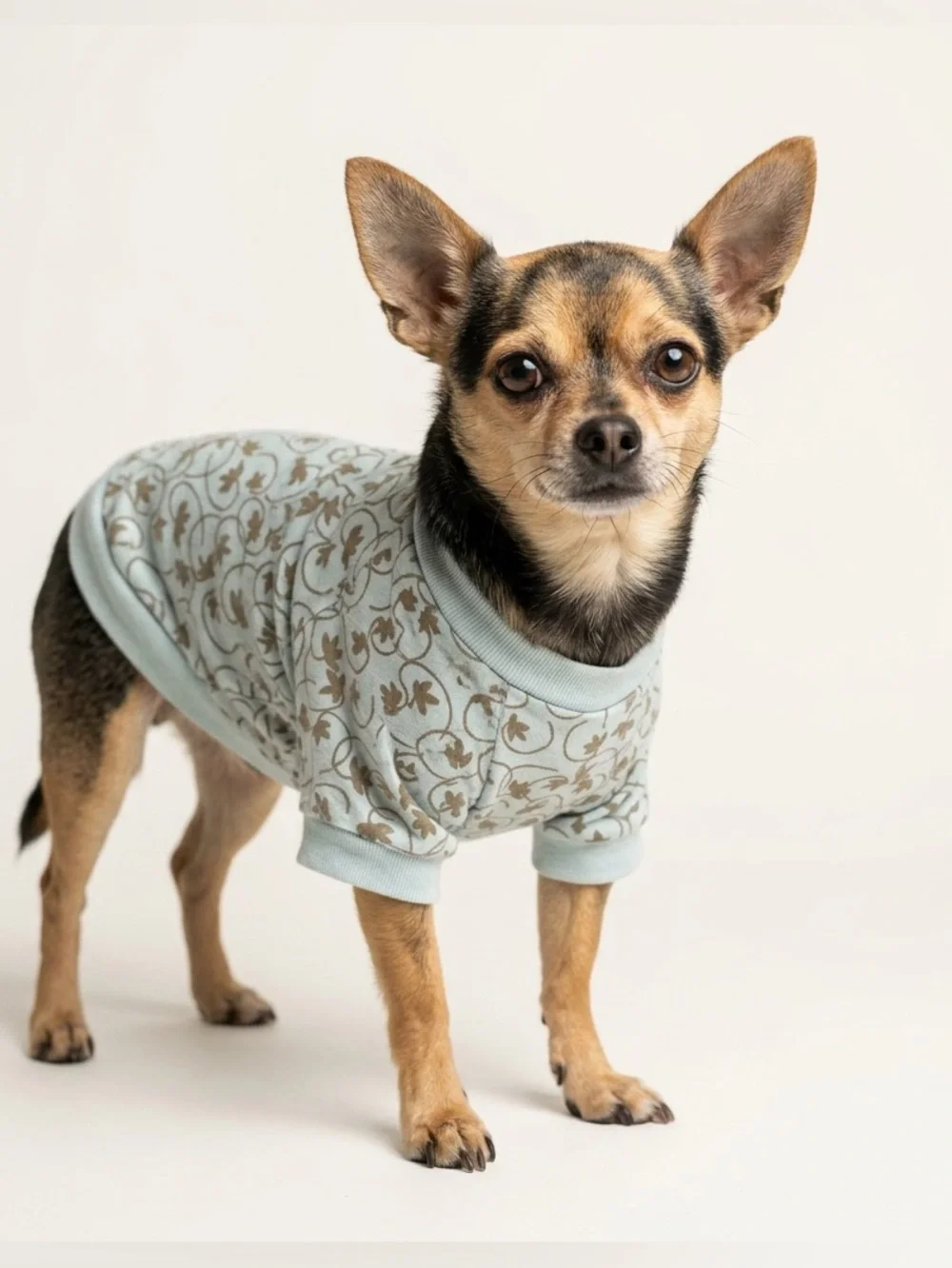 DC Light Mint Light Blue Green Tee Shirt for Small Dogs Soft Brown Leaves -Petco